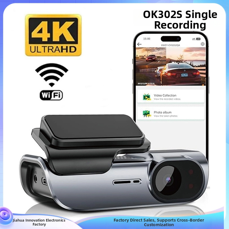 4K autonavigator bez displeja, jednosmerný záznam, 5G WiFi pripojenie, 140° záber, F2.0 clona, 3840×2160 video, TF karta do 256 GB