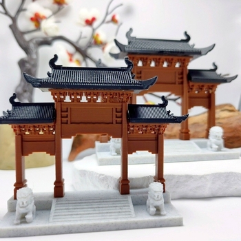 Peisaj miniatural cu arhitectură anticǎ: arcadă-poartă decor, plastic, imprimare 3D, ornament de masă pentru acvariu și peisaj cu apă și uscat