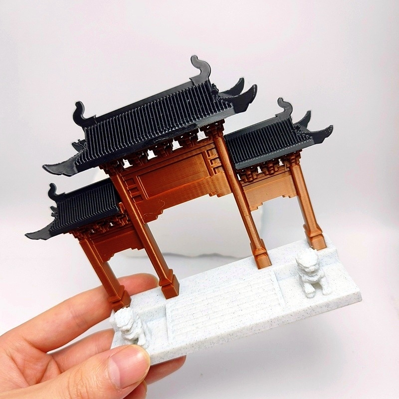 Peisaj miniatural cu arhitectură anticǎ: arcadă-poartă decor, plastic, imprimare 3D, ornament de masă pentru acvariu și peisaj cu apă și uscat