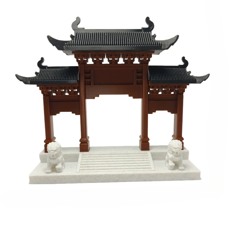 Peisaj miniatural cu arhitectură anticǎ: arcadă-poartă decor, plastic, imprimare 3D, ornament de masă pentru acvariu și peisaj cu apă și uscat