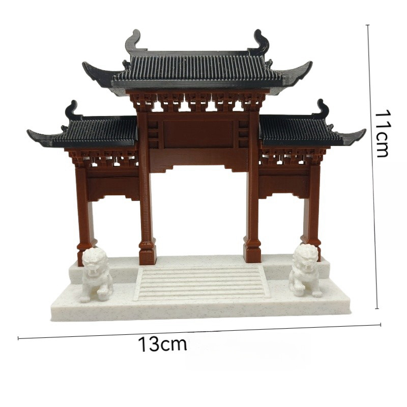 Peisaj miniatural cu arhitectură anticǎ: arcadă-poartă decor, plastic, imprimare 3D, ornament de masă pentru acvariu și peisaj cu apă și uscat