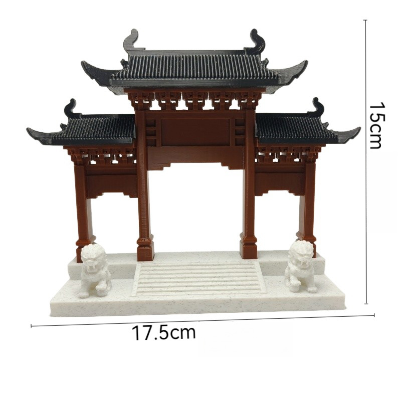 Peisaj miniatural cu arhitectură anticǎ: arcadă-poartă decor, plastic, imprimare 3D, ornament de masă pentru acvariu și peisaj cu apă și uscat