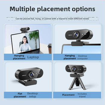 USB tīmekļkamera darbvirsmas un klēpjdatora datoriem, 1920x1080, 2.0MP sensors, USB 2.0, Plug-and-Play, iekšējais mikrofons