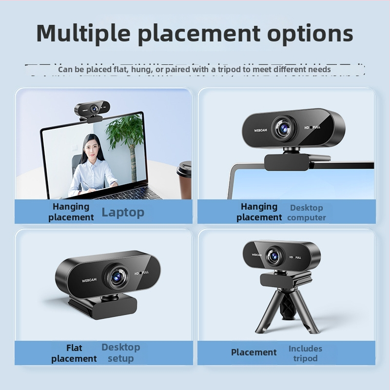 USB tīmekļkamera darbvirsmas un klēpjdatora datoriem, 1920x1080, 2.0MP sensors, USB 2.0, Plug-and-Play, iekšējais mikrofons