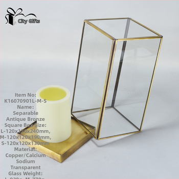 Urban Accessories Home Kvadrātstikla kastīte ar vāku mikro ainavas displejam, rokdarbs, varš un stikls