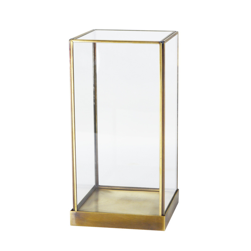 Urban Accessories Home Cutie pătrată din sticlă cu capac pentru mini peisaj, manufacturată manual din cupru și sticlă