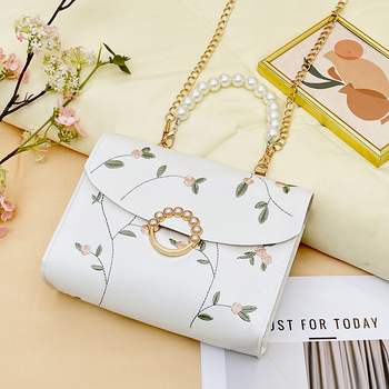 Geantă mică pătrată din PU, cu lanț decorativ, stil stradal, crossbody cu închidere acoperită, buzunar interior cu fermoar și buzunar pentru telefon
