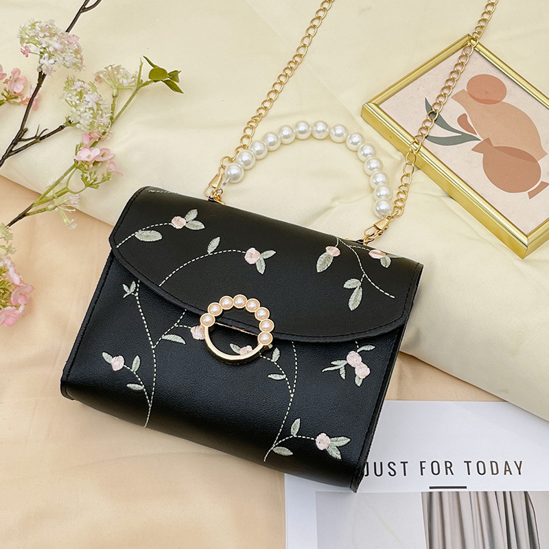Geantă mică pătrată din PU, cu lanț decorativ, stil stradal, crossbody cu închidere acoperită, buzunar interior cu fermoar și buzunar pentru telefon