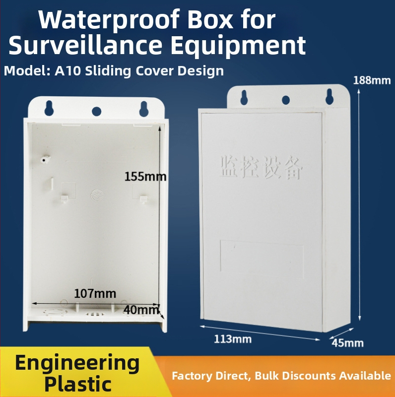 A10 ūdensizturīga savienojumu kārba, no plastmasas, iekšējai/ ārējai lietošanai, sienas piestiprināšana, CCTV kamerai un barošanas avotam