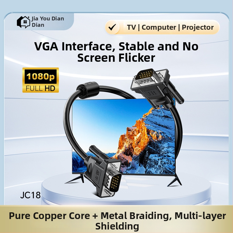 VGA adaptera kabelis JC18 datoram uz ekrānu/projektoru, adaptera kabelis, augstas kvalitātes vadītājs, PVC izolācija