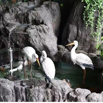 Lifelike egret resin statue for outdoor garden decor - Chinese-style resin crafts