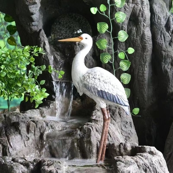 Lifelike egret resin statue for outdoor garden decor - Chinese-style resin crafts