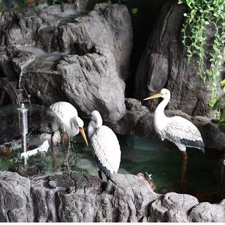 Lifelike egret resin statue for outdoor garden decor - Chinese-style resin crafts
