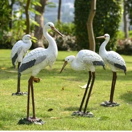 Lifelike egret resin statue for outdoor garden decor - Chinese-style resin crafts