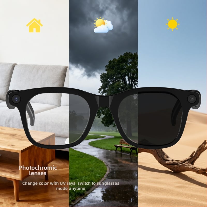 AI Έξυπνα Γυαλιά με Φωτοχρωματικές Φακοί, Κάμερα HD 800, Μετάφραση για 25 Χώρες, Μπαταρία 300mAh, Bluetooth Συνδεσιμότητα