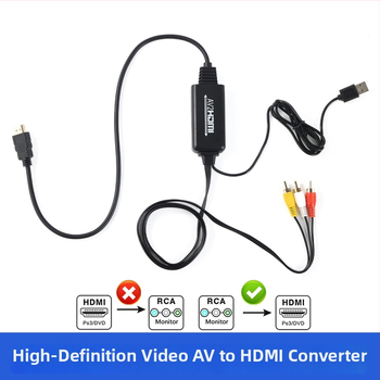 AV į HDMI adapteris, Modelis 998, 1080P, TV/monitoriui, Nuotolinis pažadinimas nepalaikomas