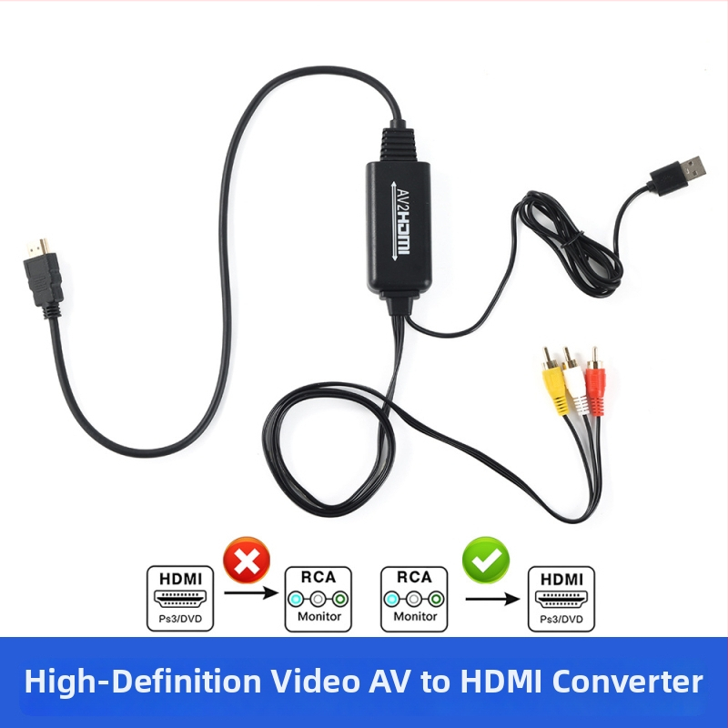 AV į HDMI adapteris, Modelis 998, 1080P, TV/monitoriui, Nuotolinis pažadinimas nepalaikomas