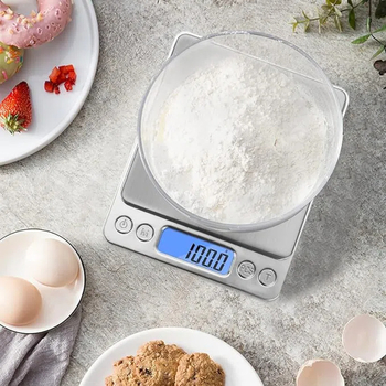 Digitális precíziós mérleg 0,01 g, hordozható ékszer- és konyhai mérleg, 500 g-3 kg, elektronikus, működés: 2x AAA