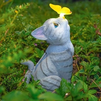 Επιδαπέδιο φωτιστικό γάτας για αυλή, διακοσμητική φιγούρα ζώου από ρητίνη, γλυκό νυχτερινό φως