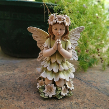 Ангелска скулптура от синтетична смола – Qiyite, декоративни занаяти за градина