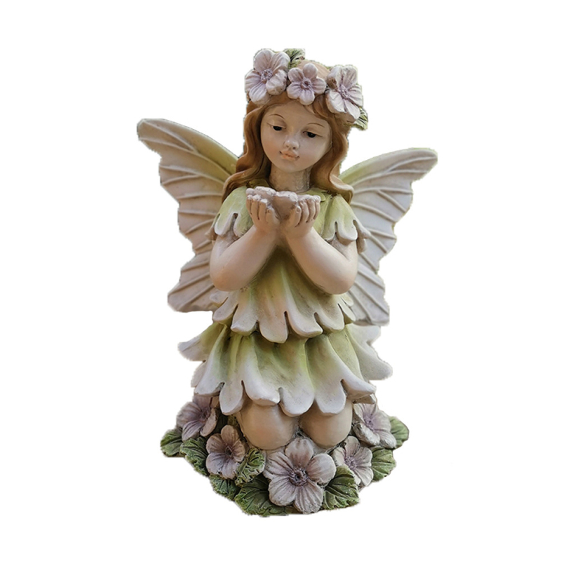 Ангелска скулптура от синтетична смола – Qiyite, декоративни занаяти за градина