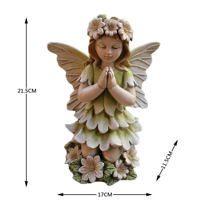 Ангелска скулптура от синтетична смола – Qiyite, декоративни занаяти за градина