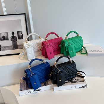 Geantă pătrată orizontală din PU, stil Street Trend, cu capac, buzunar interior pentru telefon și căptușeală din piele sintetică