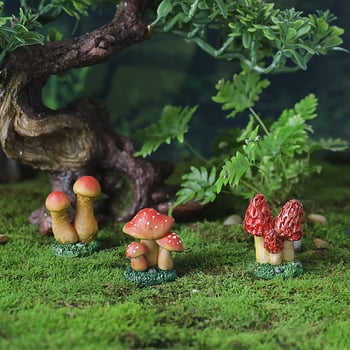 Ornament din rășină în formă de ciupercă pentru micro-peisaj – stil pastoral, decor pentru ghiveci