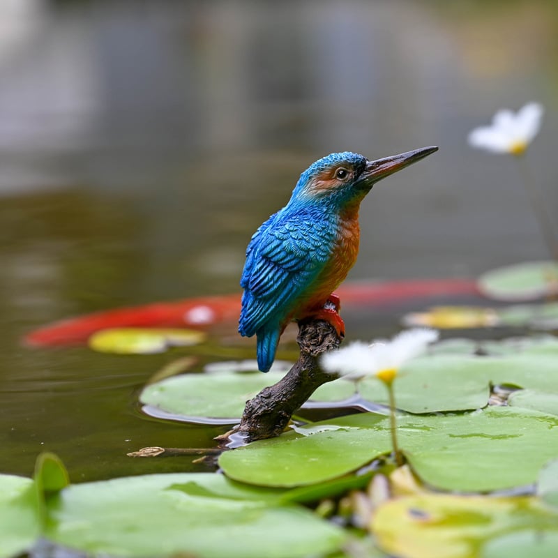 Kingfisher ukras od smole – mikropejzaž za vrt, pastoralni stil, smolarske rukotvorine, kartonska ambalaža