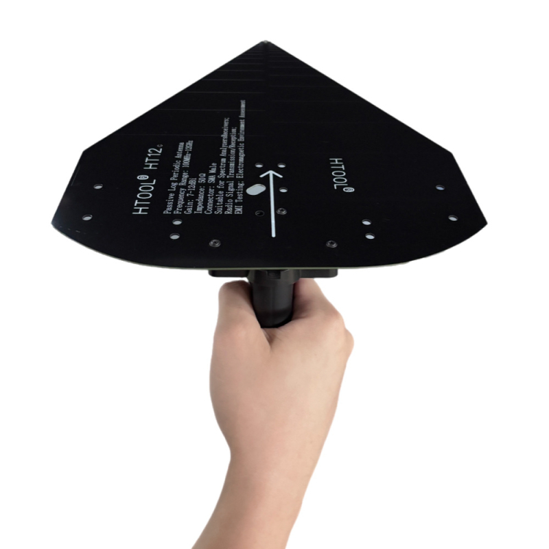 Ht12 Antenă log-periodică portabilă, 100 MHz–12 GHz, câștig 7–12 dB, wireless