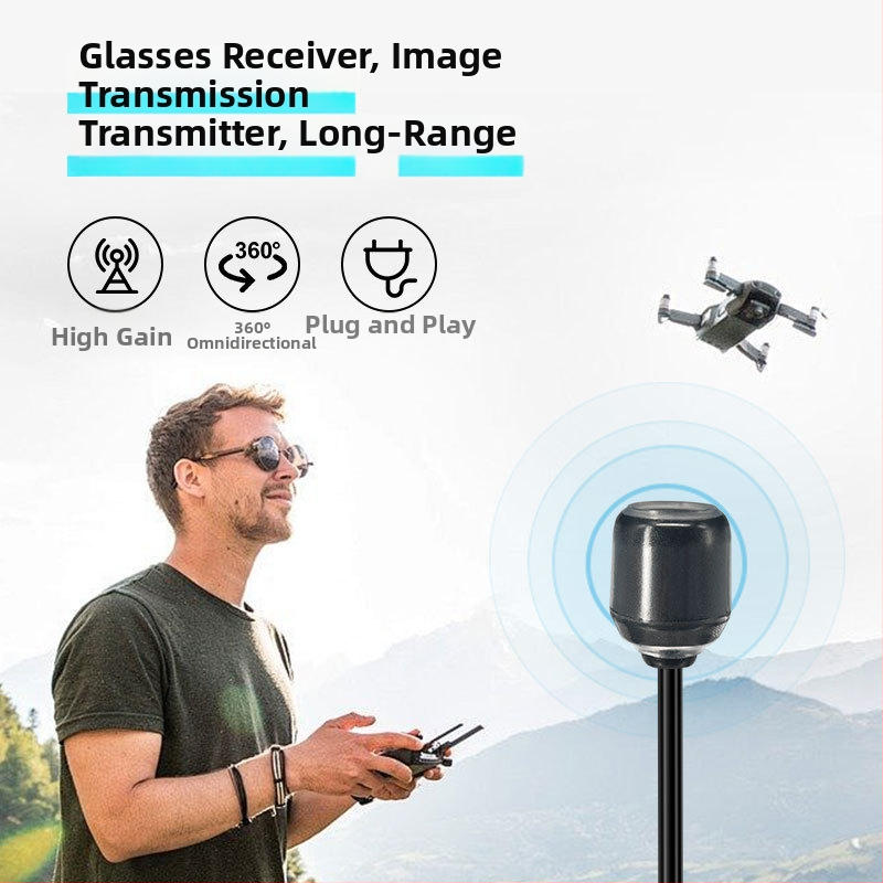 FPV antena dronam 5,8 GHz – maza sēņu formas augstas jaudas omni-direkcionāla antena, SMA savienotājs, kabelis 120 mm, 5700–5950 MHz