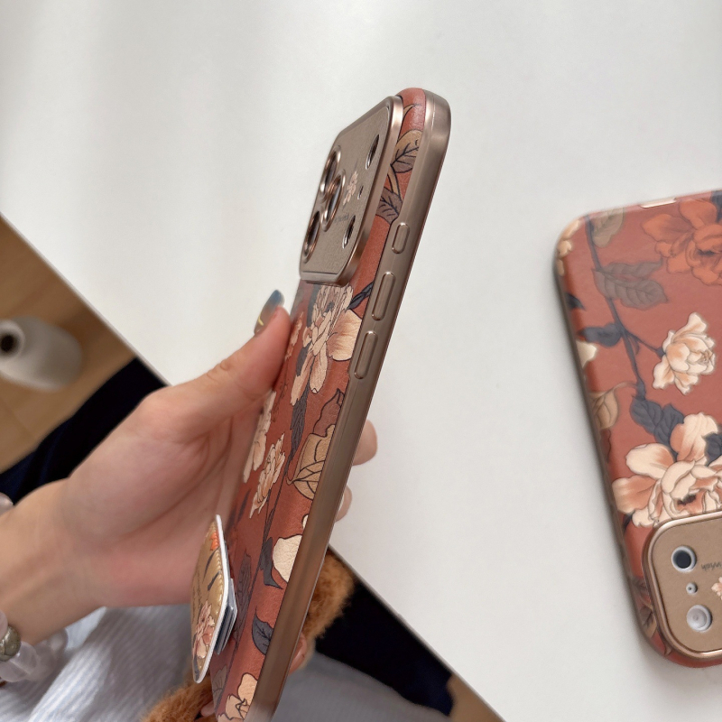 Защитен калъф за телефон – кожен, релефно щампован с флорална шарка, съвместим с iPhone 13 Pro Max, iPhone 13 Pro и iPhone 14 Pro Max
