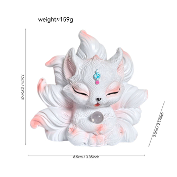 Ukras od smole s lisicom s devet repova za automobil, pastoralni stil