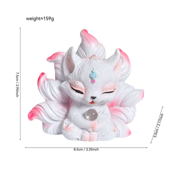 Ukras od smole s lisicom s devet repova za automobil, pastoralni stil