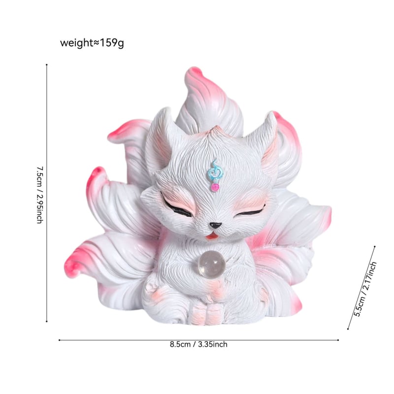 Ukras od smole s lisicom s devet repova za automobil, pastoralni stil