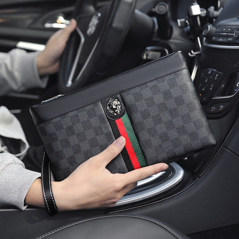 ChuongKaiye Vīriešu PVC klutch soma, plaid raksts, Modelis 87, Poliesteras oderes