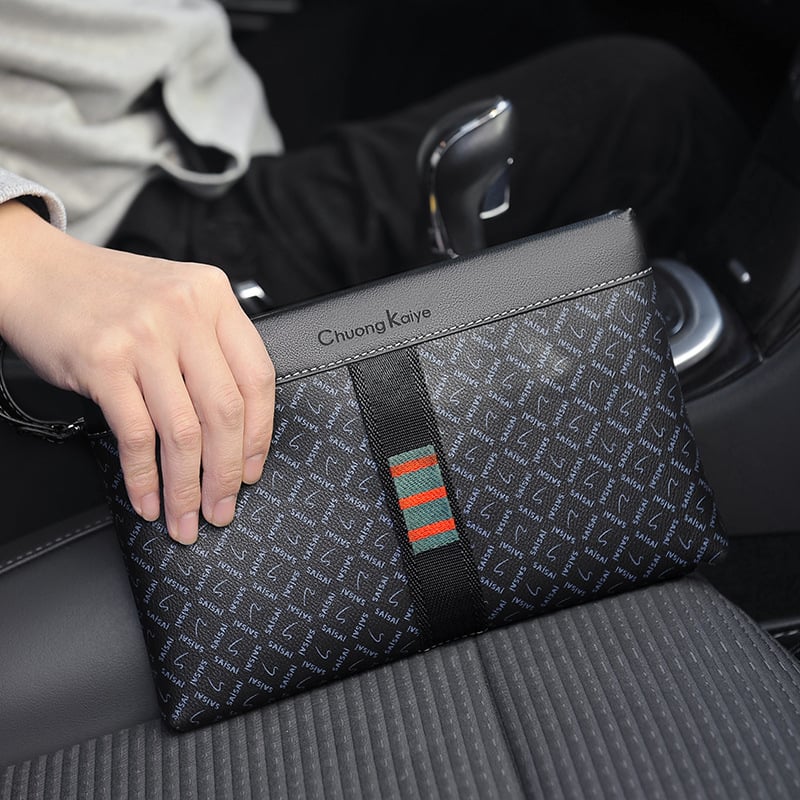 ChuongKaiye Vīriešu PVC klutch soma, plaid raksts, Modelis 87, Poliesteras oderes