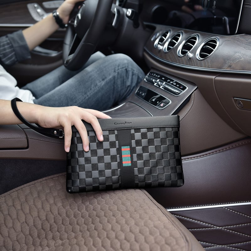 ChuongKaiye Vīriešu PVC klutch soma, plaid raksts, Modelis 87, Poliesteras oderes