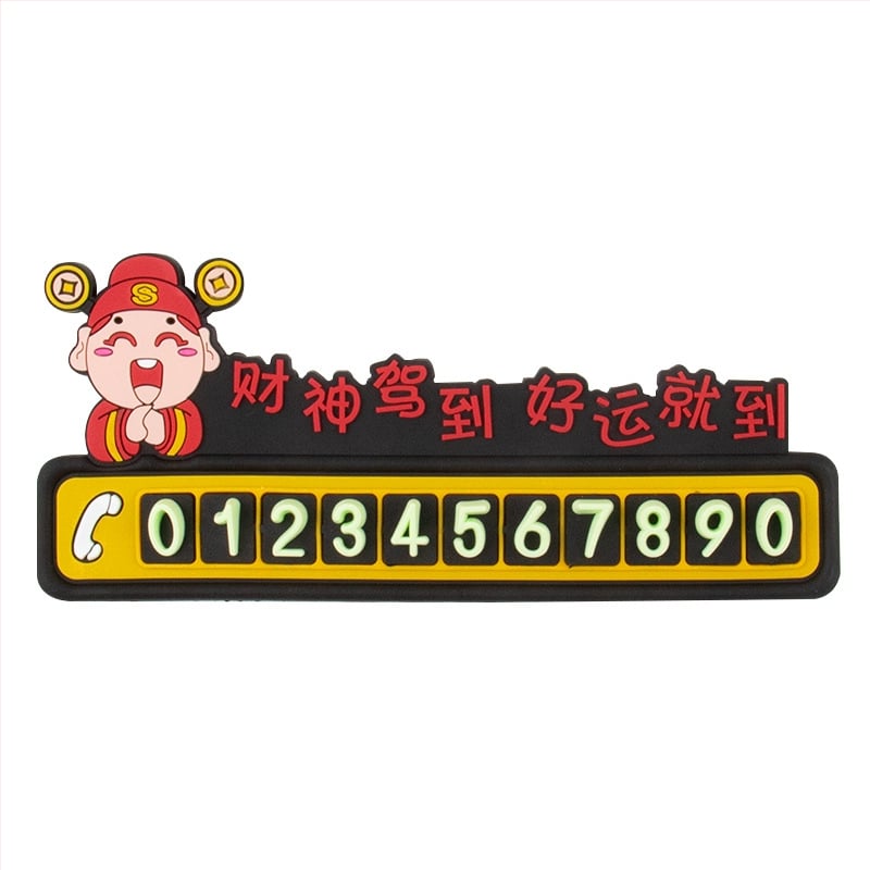 Automobilio aksesuaras: 3D karikatūrinis turtų dievas stovėjimo ženklas, PVC, modelis 9215, logotipo spausdinimas galima, pritaikomas, prekinis ženklas Thousand Oaks