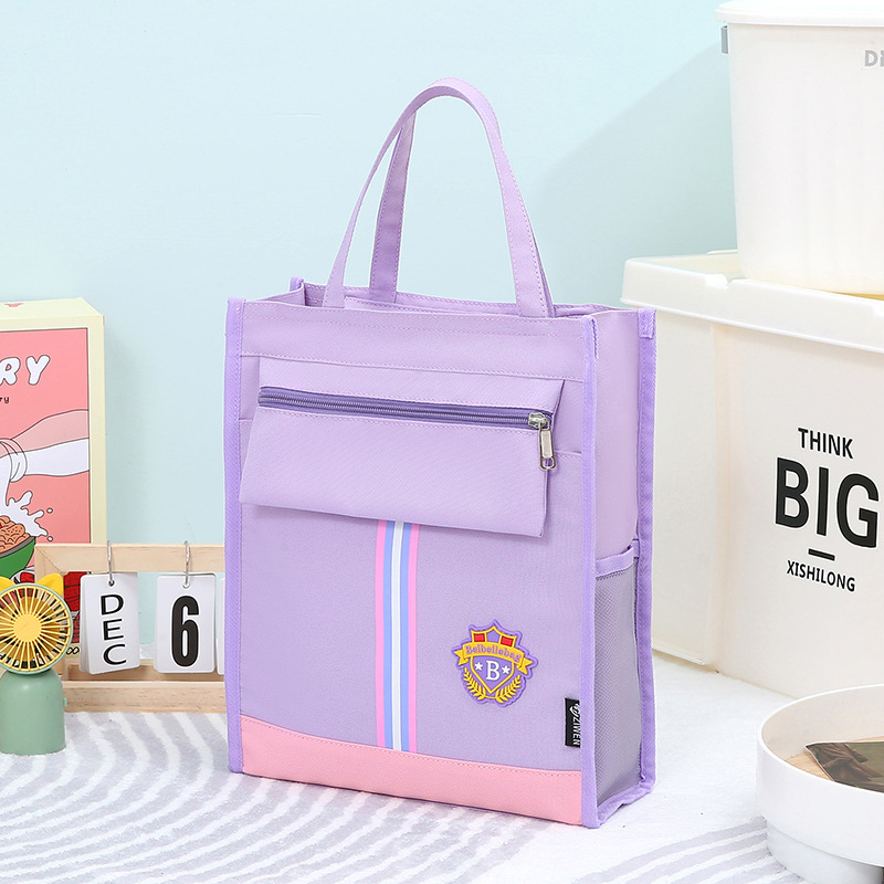 Skolēnu soma no Oxford auduma ar rāvējslēdzēju – ultraviegla, svītrainu raksts, primārās skolas lietošanai