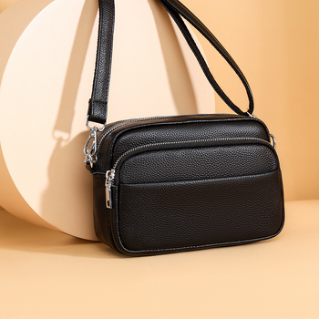 Naiste käekott esmakihast nahast, linnalähedane lihtne stiil, väike ruudukujuline crossbody kott, tõmblukk avamine, sisemised taskud: tõmbluku tasku, telefonitasku, dokumentide tasku
