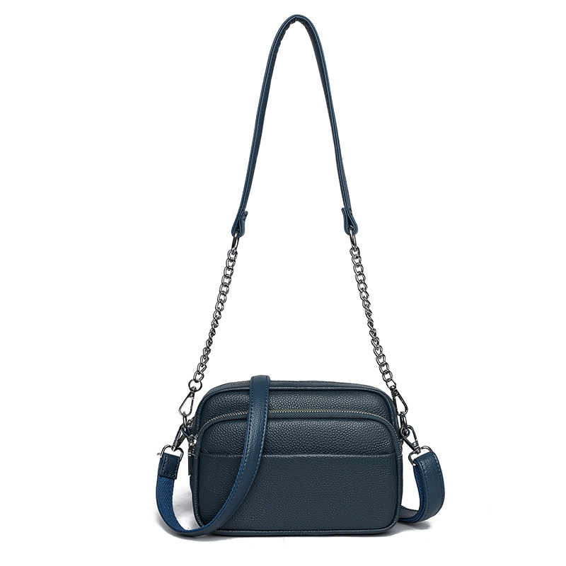 Naiste käekott esmakihast nahast, linnalähedane lihtne stiil, väike ruudukujuline crossbody kott, tõmblukk avamine, sisemised taskud: tõmbluku tasku, telefonitasku, dokumentide tasku