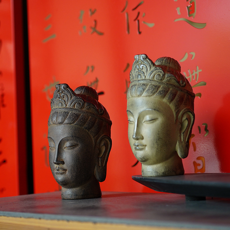 Vintage Buddha glava – zen ukras za stol, za studij ili čajnicu, za vilu, vrt i dvorište, izrađeno od smole