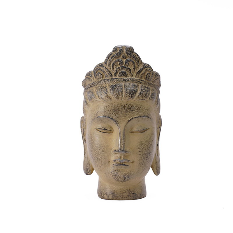 Vintage Buddha glava – zen ukras za stol, za studij ili čajnicu, za vilu, vrt i dvorište, izrađeno od smole