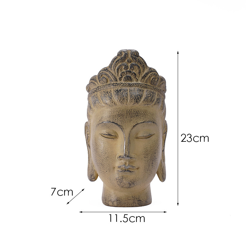 Vintage Buddha glava – zen ukras za stol, za studij ili čajnicu, za vilu, vrt i dvorište, izrađeno od smole