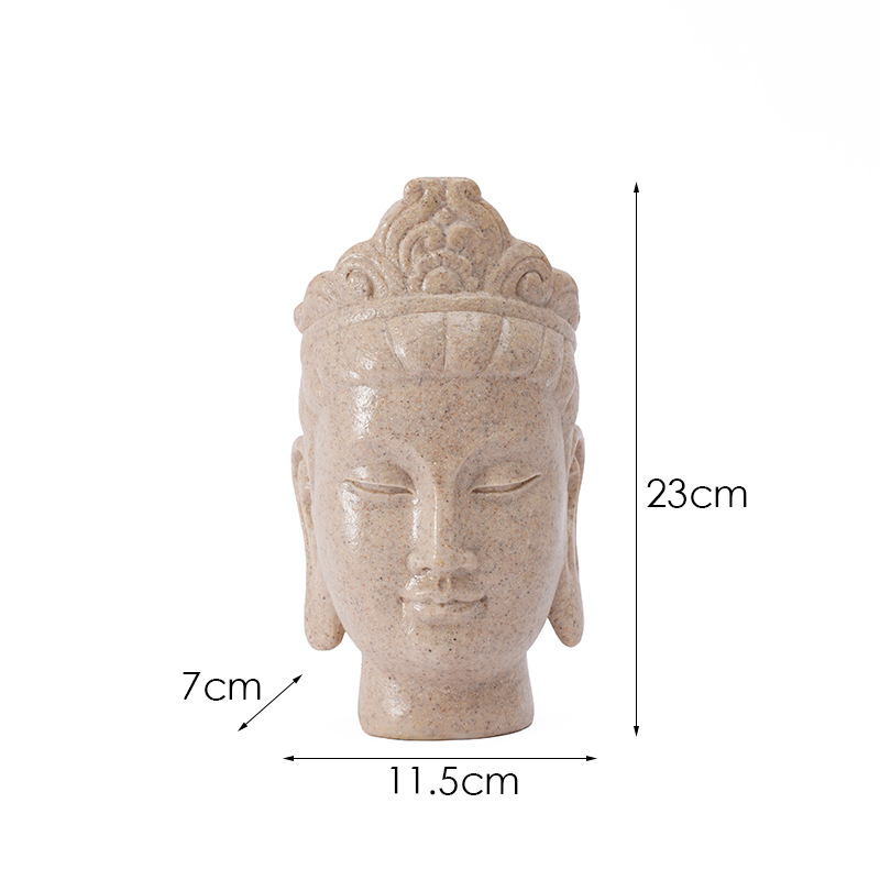 Vintage Buddha glava – zen ukras za stol, za studij ili čajnicu, za vilu, vrt i dvorište, izrađeno od smole