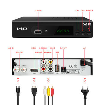 U-007 HD digitālais Set-Top Box ar DVB-S2/T2 dekoderu, četrkodolu, 1080p, 512MB RAM, USB/WiFi/HDMI, CE sertificēts