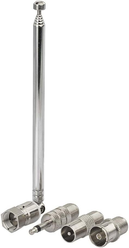 FM телескопична антена комплект, F-type конектор, 75 Ω импеданс, FM диапазон