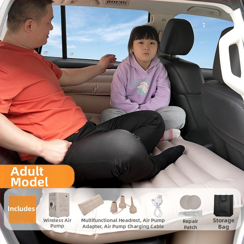 Automātiska uzpūšama auto gulta aizmugures sēdvietai – Modelis P-101, videi draudzīgs PVC, 3 kg, maksimālā slodze 250 kg