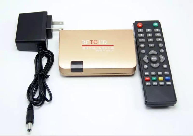 RF į HDMI analoginį TV imtuvą, keitiklis, 1080P, nuotolinio valdymo pultas, maitinimo adapteris, modelis YMQS8010A